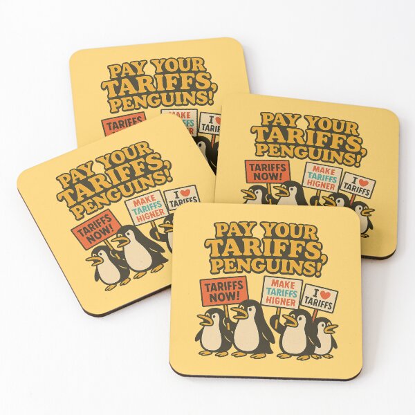 Item preview, Pay Your Rates, Penguins! – Funny Political Cartoon Protest Art designed and sold by Bratak.