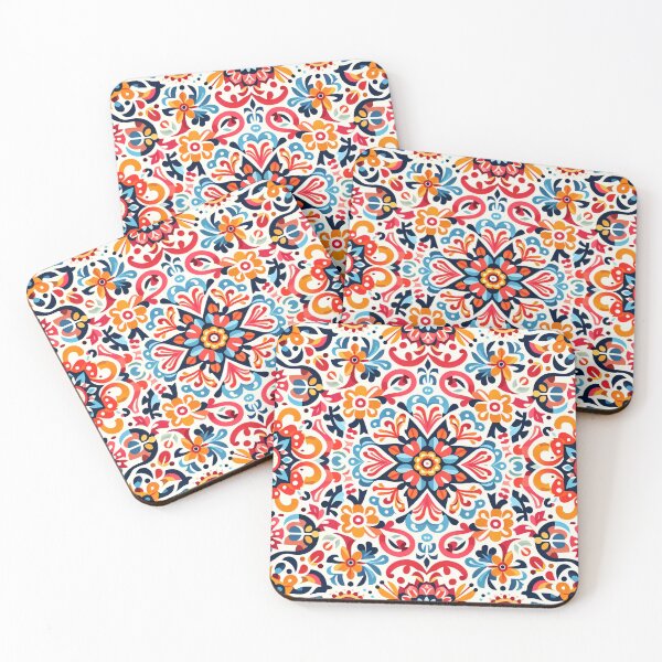 Item preview, Scandinavian & Hungarian Folk Art Pattern – Vibrant Floral Symmetry by heidiannemorris designed and sold by FOLK ART FUSION by heidiannemorris.