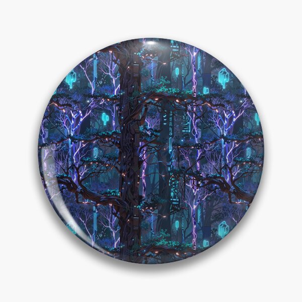 Item preview, Cybernetic forest, metallic trees, neon energy veins designed and sold by CoolPixels.