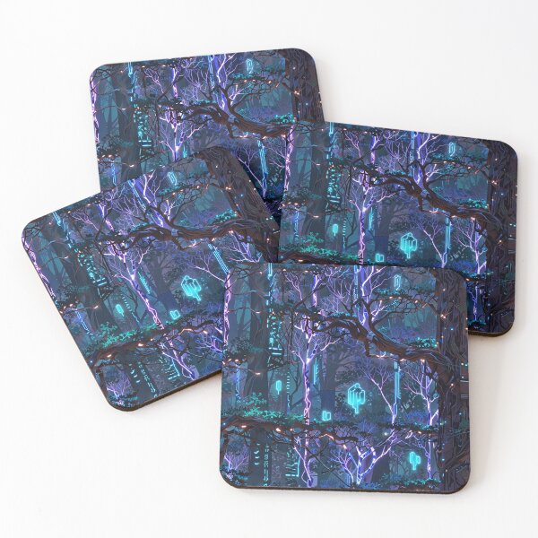 Item preview, Cybernetic forest, metallic trees, neon energy veins designed and sold by CoolPixels.