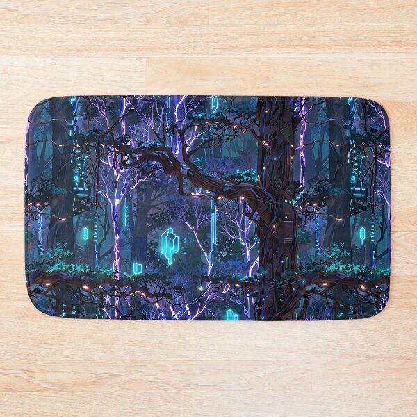 Item preview, Cybernetic forest, metallic trees, neon energy veins designed and sold by CoolPixels.