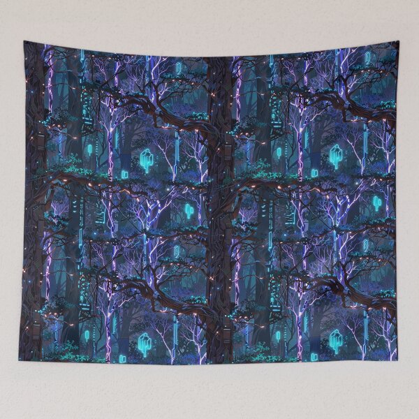 Item preview, Cybernetic forest, metallic trees, neon energy veins designed and sold by CoolPixels.
