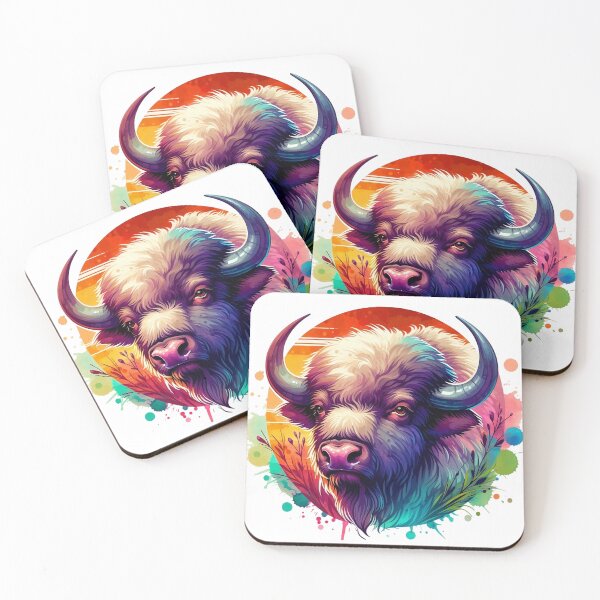 Item preview, Buffalo art with a colorful background designed and sold by Marcoshop10.