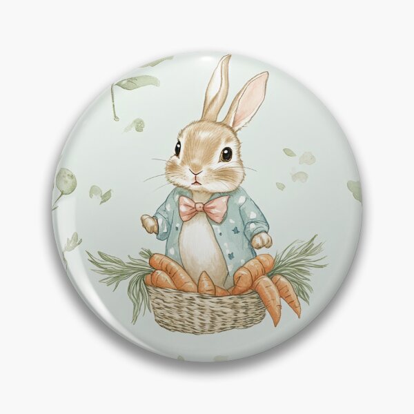 Item preview, cute bunnies wearing cloths in carrot baskets designed and sold by PoppyLaneStudio.