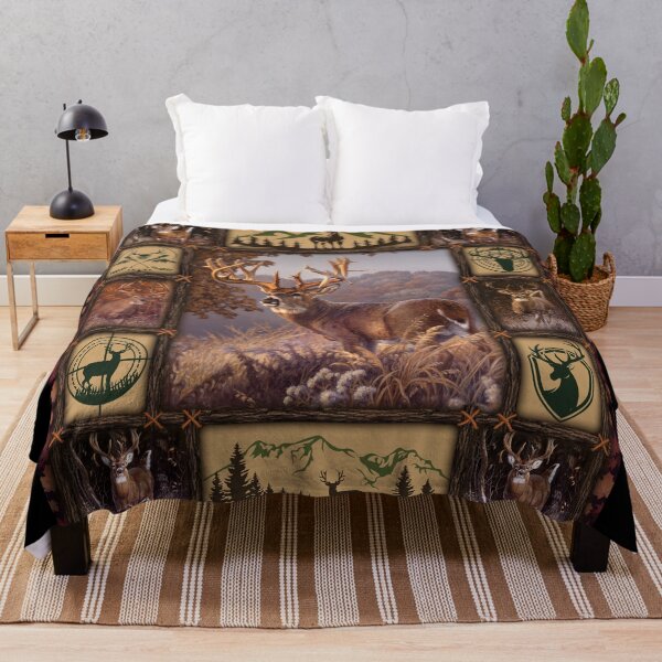 Item preview, Deer Hunting Quilt Blanket designed and sold by BAYIDESIGNER.