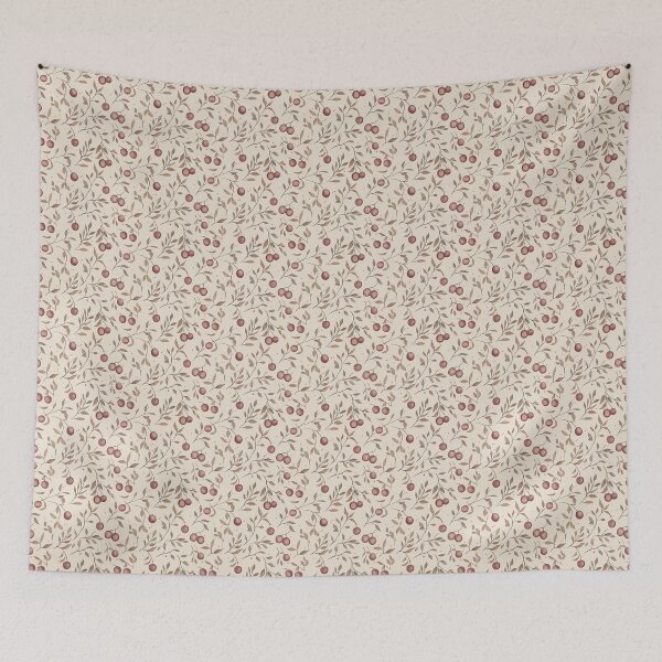 Item preview, neutral coloured botanical print with red berries designed and sold by PoppyLaneStudio.