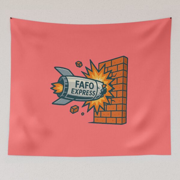 Item preview, FAFO Express Rocket Crash – Futuristic Satire Cartoon Design designed and sold by Bratak.