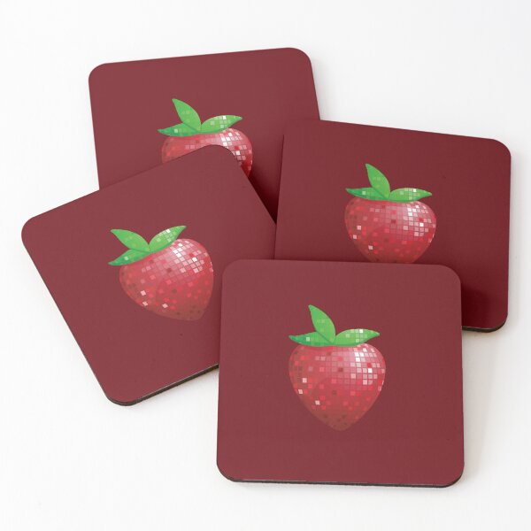 Item preview, Disco Ball Strawberry, red strawberry fruit disco, strawberry pattern designed and sold by VELLTOdesign.