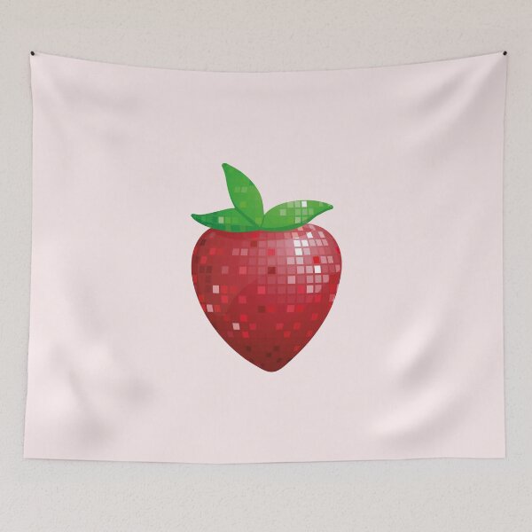 Item preview, Disco Ball Strawberry, red strawberry fruit disco, strawberry pattern designed and sold by VELLTOdesign.