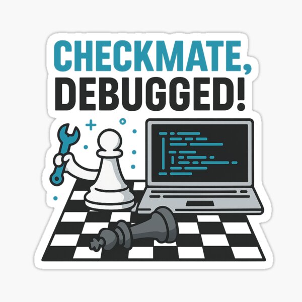 Checkmate Debugged Aufkleber - Schach & Coding Vinyl Aufkleber for Software Engineers