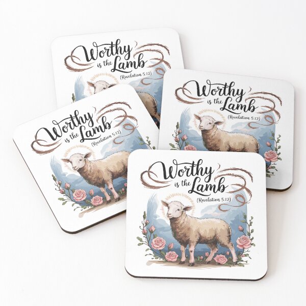 Item preview, Worthy Is the Lamb – Rev 5:12 Easter Design with Lamb Surrounded by Flowers designed and sold by HahaHandlesHub.