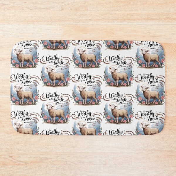 Item preview, Worthy Is the Lamb – Rev 5:12 Easter Design with Lamb Surrounded by Flowers designed and sold by HahaHandlesHub.