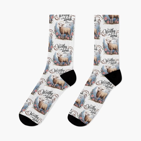 Item preview, Worthy Is the Lamb – Rev 5:12 Easter Design with Lamb Surrounded by Flowers designed and sold by HahaHandlesHub.