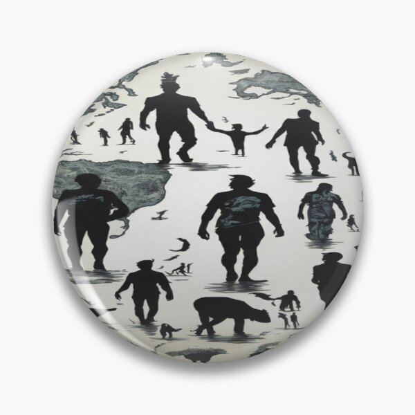 Item preview, Creative Design with Different Human and Animal Silhouettes Wandering on an older Earth designed and sold by GenArtHaven.