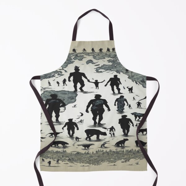 Item preview, Creative Design with Different Human and Animal Silhouettes Wandering on an older Earth designed and sold by GenArtHaven.