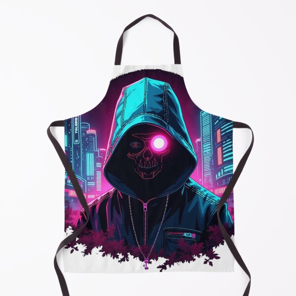 Artikelvorschau, Cyberpunk Skull Hacker T-Shirt – Futuristische Neon-Streetwear entworfen und verkauft von Madustoks.