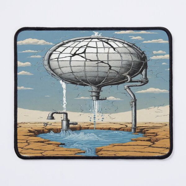 Item preview, Creative Design with a Metaphorically Cracked Earth and Drying Lakes Signaling Global Water Shortage designed and sold by GenArtHaven.