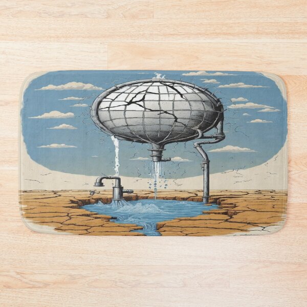 Item preview, Creative Design with a Metaphorically Cracked Earth and Drying Lakes Signaling Global Water Shortage designed and sold by GenArtHaven.