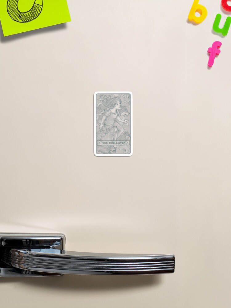 Thumbnail 1 of 3, Magnet, The Dog Lover | Tarot Card Style designed and sold by elspethrose.