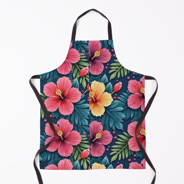 Item preview, Tropical Floral Pattern – Vibrant Hibiscus Flowers and Lush Green Leaves on Dark Background designed and sold by Arte Zen.