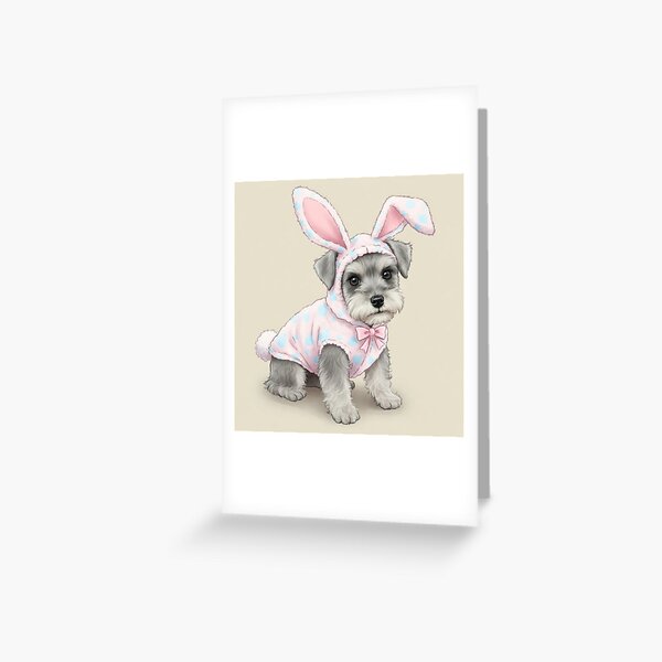 Item preview, Schnauzer in Bunny Costume – Adorable Easter Fun designed and sold by YŌKAI-YA & Schna INU.