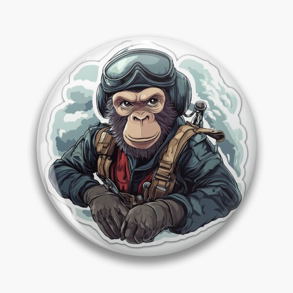 Artikelvorschau, Aufkleber für ernsthafte Affen-Kampfpiloten entworfen und verkauft von Painful Monkey.