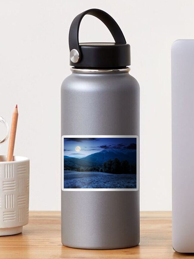 Thumbnail 1 of 3, Sticker, beech forest near Apetska mountain at night designed and sold by mike-pellinni.