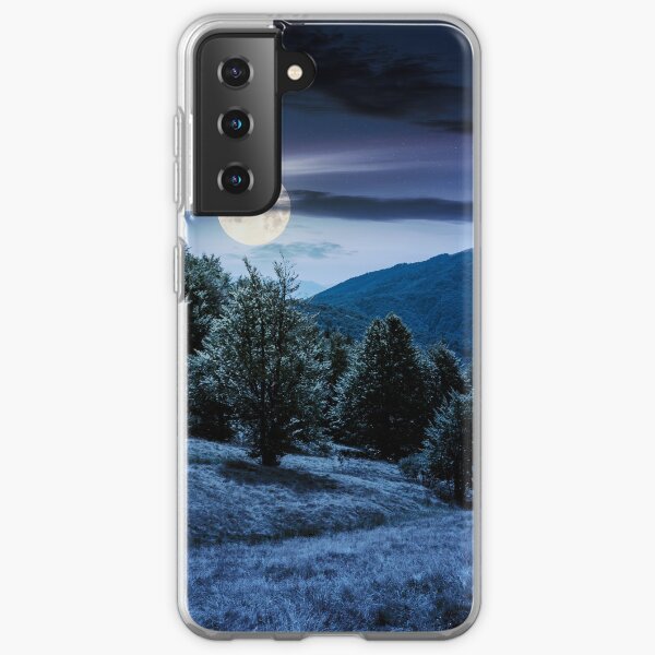 forest on grassy meadows in mountains at night Samsung Galaxy Soft Case