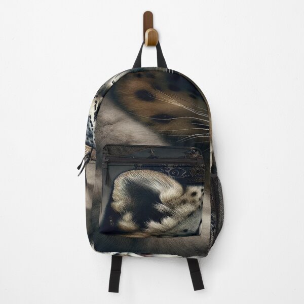 Item preview, A Noble Snow Leopard in Regally Draped Woven Velvet Robes designed and sold by GenArtHaven.