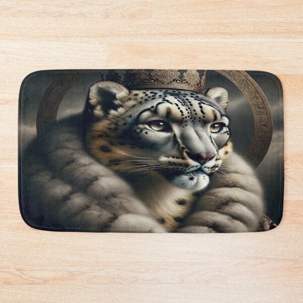 Item preview, A Noble Snow Leopard in Regally Draped Woven Velvet Robes designed and sold by GenArtHaven.
