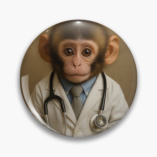 Item preview, Monkey doctor sitting for a photo session designed and sold by Painful Monkey.