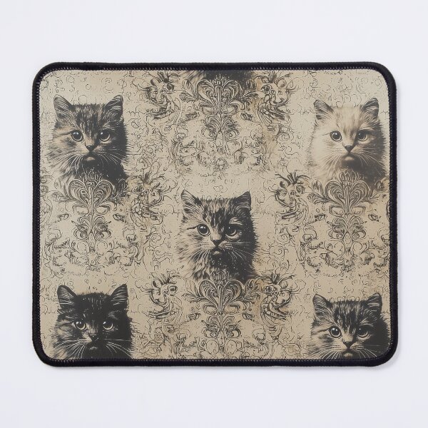 Item preview, Retro decoration idea with intricate patterns of very small distressed-textured cats covering a vintage-inspired designed and sold by Paolo Modena Photography    -   Fine Italian Art.