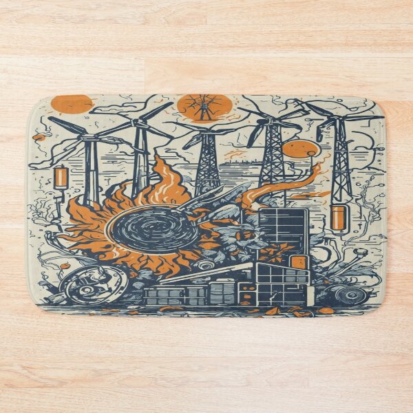 Item preview, Creative Design Depicting Renewable Energy Like Windmills and Solar panels While Still Being Undermined by Fossil Fuels designed and sold by GenArtHaven.
