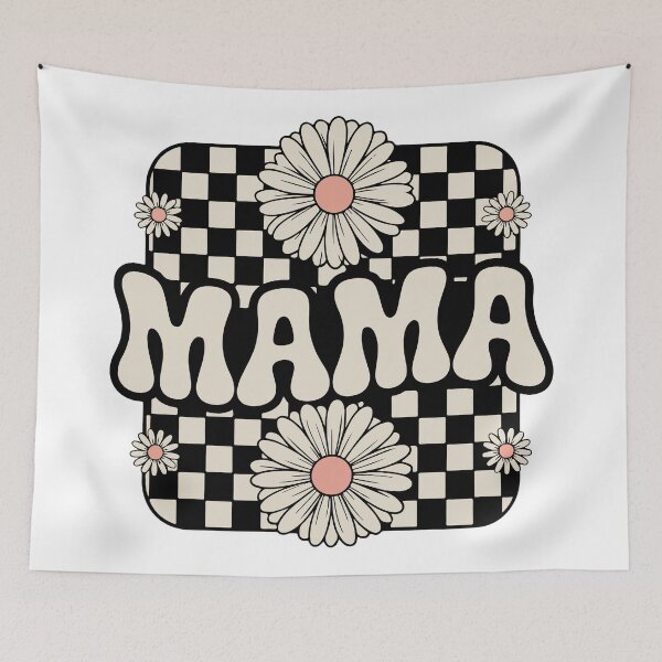 Item preview, Mothers Day Gift, Mama Tee, Gift For Mom Mom Birthday Gift, Floral Mom Shirt, Trendy Mom, Casual Mom Wear, Checker Pattern Tee, Gift For Her designed and sold by Working Pajama.