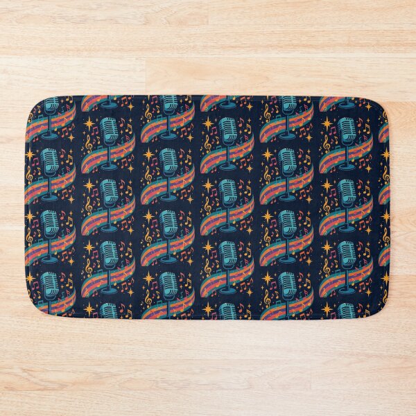 Item preview, Microphone in a line och tunes and stars  designed and sold by KatkasPOD.