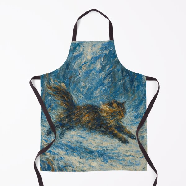 Item preview, Leap Through Snow and Silence – Norwegian Forest Cat designed and sold by LesChatsArt.