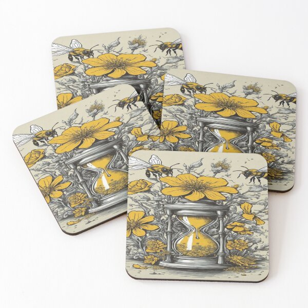 Item preview, Creative Design with Dwindling Numbers of Bees and Wilted Flowers Whose Extinction Is Imminent as By the Hourglass Counting Down to It designed and sold by GenArtHaven.