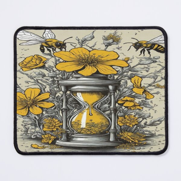 Item preview, Creative Design with Dwindling Numbers of Bees and Wilted Flowers Whose Extinction Is Imminent as By the Hourglass Counting Down to It designed and sold by GenArtHaven.