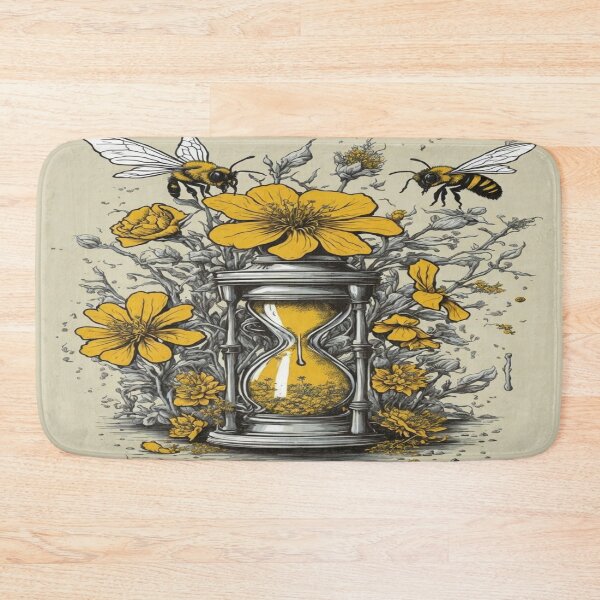 Item preview, Creative Design with Dwindling Numbers of Bees and Wilted Flowers Whose Extinction Is Imminent as By the Hourglass Counting Down to It designed and sold by GenArtHaven.