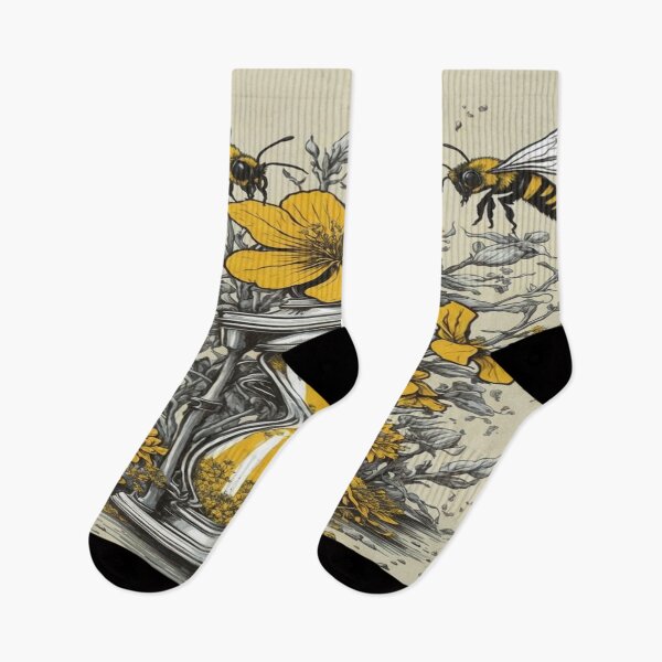 Item preview, Creative Design with Dwindling Numbers of Bees and Wilted Flowers Whose Extinction Is Imminent as By the Hourglass Counting Down to It designed and sold by GenArtHaven.