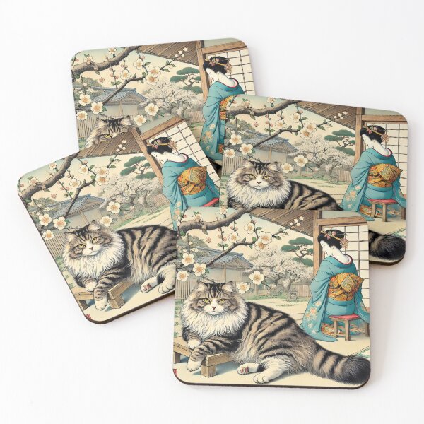 Item preview, The Watchful Cat of Spring – Japanese Garden Tranquility designed and sold by Zen Cat Studio.