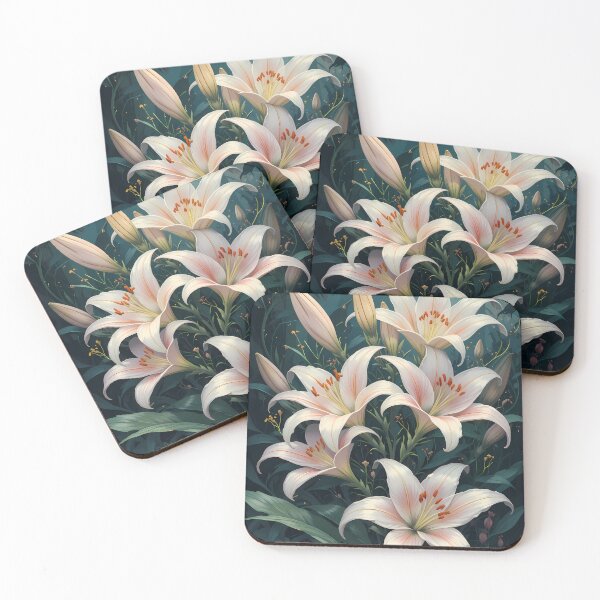 Item preview, Flowers Lilies Serene Floral Art Botanical Illustration designed and sold by ART ATTACK ZONE.