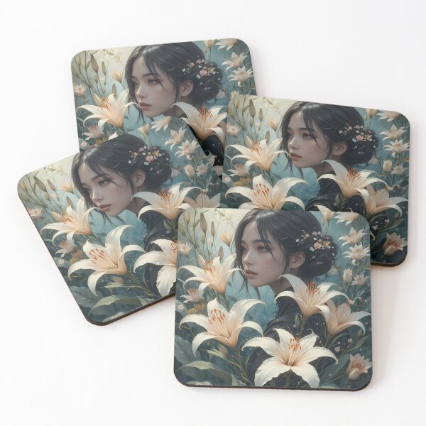 Item preview, Lilies Woman Compositions Floral Art Botanical Illustration designed and sold by ART ATTACK ZONE.