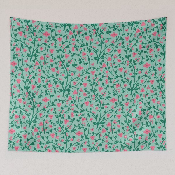 Item preview, Winding wild berries on mint green designed and sold by Blooming June Design.