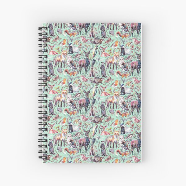 Item preview, woodland wildlife pattern - minty green colourway designed and sold by MeganRoseArt.