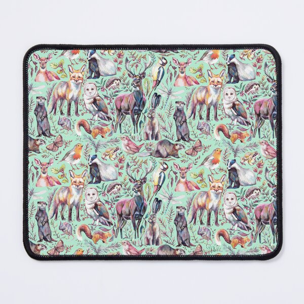 Item preview, woodland wildlife pattern - minty green colourway designed and sold by MeganRoseArt.