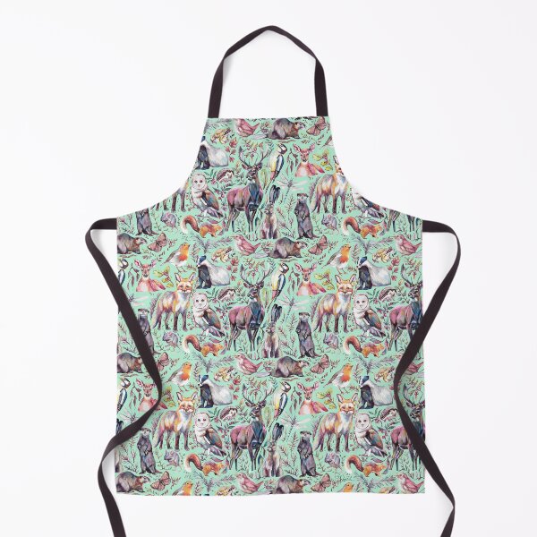 Item preview, woodland wildlife pattern - minty green colourway designed and sold by MeganRoseArt.