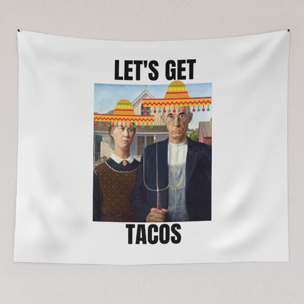 Item preview, Cinco de Mayo American Gothic Let's Get Tacos Funny Mexican Tex-Mex Food Mexico Art Humor Latino Original Design Farm Classic Birthday Gift designed and sold by DogLover332.