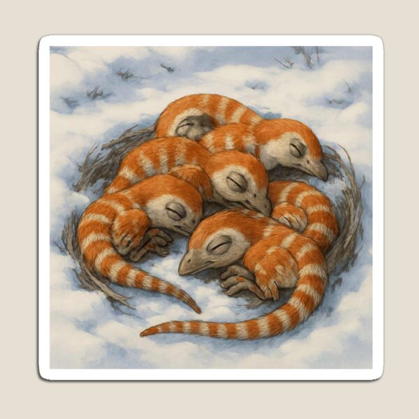 Item preview, Sleepy Sinosauropteryx In The Snow designed and sold by ArukirDesigns.