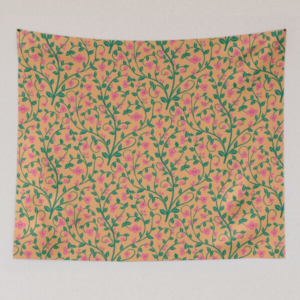 Item preview, Winding wild berries on tangerine orange designed and sold by Blooming June Design.